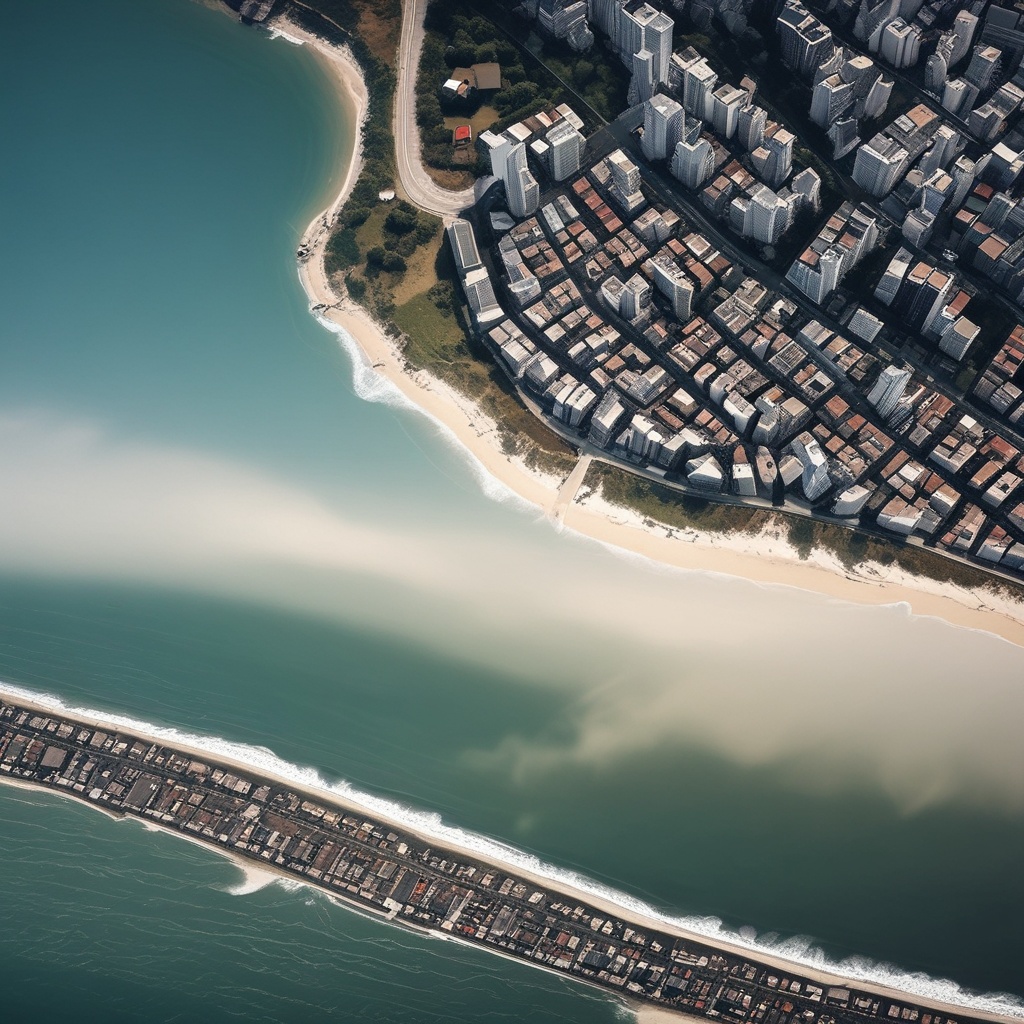 Vista aérea da cidade de Florianópolis com tempo nublado